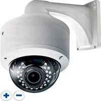 Urban Security Group 5MP 4MP 2MP Dome Security Camera : 2.8-12mm Lens : Weatherproof Vandal-Proof : 30x IR LEDs : Easy-to-Mount 2 Piece Design : HD-TVI, HD-CVI, Analog CVBS, AHD BNC Coax : Pro Grade