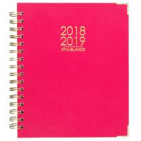 AT-A-GLANCE 2018-2019 Academic Year Weekly & Monthly Planner, Medium, 6-7/8 x 8-3/4, Hardcover, Embossed Faux Leather, Harmony, Pink (6099-805A-27)