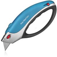 Box Cutter Utility Knife - All Purpose, Retractable Multi-Position Blade, Lock-Back for Safety 5 Sharp Blades with Storage in Non-Slip Handle Ergonomic, Easy Comfort Grip Design Protects Knuckles!