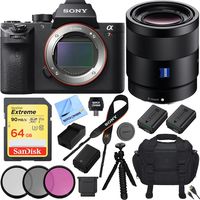 Sony ILCE-7RM2/B a7R II Full-Frame Mirrorless Interchangeable Lens 42.4MP Camera Body Bundle with Sonnar T FE 55mm F1.8 ZA Lens, 64GB Memory Card, Camera Battery and Accessories (6 Items)