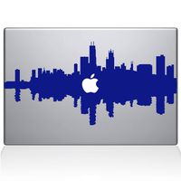 The Decal Guru Chicago City Skyline Decal Vinyl Sticker, 15" MacBook Pro (2016 & Newer Models), Dark Blue (2327-MAC-15X-DB)