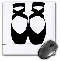 3dRose LLC 8 x 8 x 0.25 Inches Mouse Pad, Black and White Ballerina Shoes (mp_123772_1)