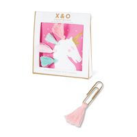 C.R. Gibson Pink and Mint Unicorn Tassel Paper Clips Office Supplies, 4'' W x 4.4'' H x .75'' D, 10 pcs