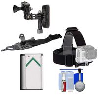 Essentials Bundle for Sony Action Cam HDR-AS50, AS200, AS300, FDR-X1000V & X3000 Camcorder with Helmet & Flat Surface Mounts + Battery + Cleaning Kit