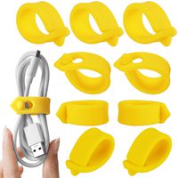 ELFRhino Cord Organizer Cable Straps Clips Wire Ties Earbuds Earphone Headphone Headset Wrap Winder Holder Keeper Manager Management(Set of 9, Yellow)