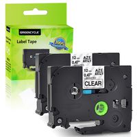 GREENCYCLE 2 PK Compatible for Brother P Touch Labeler TZ131 TZE131 Black on Clear Label Tape 12mm