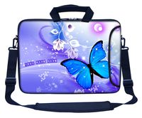Meffort Inc Custom/Personalized Laptop Bag with Side Pocket & Shoulder Strap for Notebook Ultrabook Chromebook, Customized Your Name (11.6 Inch, Blue Butterflies)