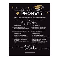 Andaz Press Black and Gold Glittering Graduation Party Collection, What's on Your Phone? Game Cards, 20-Pack, Games Activities and Decorations