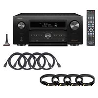 Denon AVR-X8500H World's first 13.2 channel 4K Ultra HD Multiroom next generation home theater system with Built in HEOS technology Dolby Atmos, DTS:X and Auro 3D with 8 HDMI Cables AV Receiver Bundle