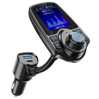 Nulaxy Bluetooth FM Transmitter for Car, USB-C PD Car Charger 1.8" Color Screen Wireless Radio Adapter Music Streaming Hands Free Car Kit with 5V/2.4A Charger, SD Card Slot, Aux in/Out - KM18 Pro