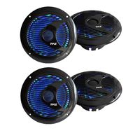 Pyle Audio 150W 6.5-Inch Waterproof Marine Speakers w/ LED Lights (4 Speakers)