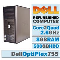 Dell OptiPlex 755 MT/Core 2 Quad Q6600 @ 2.4 GHz/8GB DDR2/500GB HDD/DVD-RW/WINDOWS 7 PRO 64 BIT