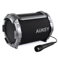AUKEY Portable Bluetooth Speaker with Microphone, Adjustable Bass, FM Radio and 8 Hours Playtime for iPhone, iPad, Samsung and More