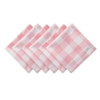 DII Cotton Buffalo Check Oversized Basic Cloth Napkin for Everyday Place Settings, Farmhouse Décor, Family Dinners, BBQ's, and Holidays (20x20", Set of 6) Pink & White