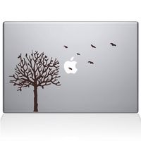 The Decal Guru 2094-MAC-15X-BRO Tree with Birds Decal Vinyl Sticker, Brown, 15" MacBook Pro (2016 & Newer)