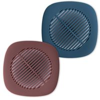 2 Colors Silicone Drain Hair Catcher Sink Strainer, Shower Drain Hair Trap, Silicone Drain Cover Suction, Water Trap Cover for Bathroom Bathtub and Kitchen (Blue/Brown)