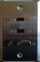 Stainless Steel HDMI + USB 3.0 + VGA + 3.5MM Feed Thru Wall Plate - Philmore 75-1003