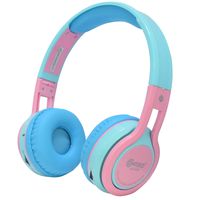 Contixo KB2600 Kids Over The Ear Foldable Bluetooth Headphones Kids Safe 85dB with Volume Limiter, Built-in Microphone, Micro SD Card Slot, FM Stereo Radio, Phone Controls (Blue + Pink)
