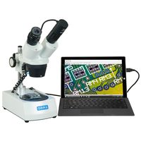 OMAX 10X-20X-30X-60X Cordless Binocular Stereo Microscope with Dual LED Lights and USB Camera