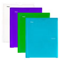 Five Star 2 Pocket Folders with Prong Fasteners, Folders with Pockets, Customizable Cover, Plastic, Teal, White, Purple, Lime, 4 Pack (38130)