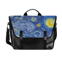 FICOO Messenger Bag for Men Van Gogh Starry Night Canvas Messenger Satchel 15.1 Inch Waterproof Laptop Briefcase Shoulder Bag