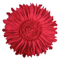 JWH Handmade 3D Flowers Accent Pillow Round Sunflower Cushion Decorative Sham with Pillow Insert Home Sofa Bed Living Room Decor Gift 12 Inch / 30 cm Cotton Canvas Velvet Red