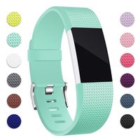 Hotodeal Band Compatible with Fitbit Charge 2 Band, Classic Soft TPU Adjustable Replacement Bands Fitness Sport Strap, Teal Large