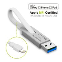 Lightning Flash Drive 64GB USB 3.0 Storage Stick,ZeroLemon iMemStick 3.0 2-in-1 Lightning Flash Drive-Storage Backup Charging Cable All-in-One External Storage for iPhone/iPad/PCs/Mac Computers-Silver