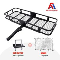 AA Products Inc. Hitch Mount Cargo Carrier with Cargo Net and Anti-Rattle Stabilizer 60" x 21" x 6" Folding Cargo Basket with 500 LB Capacity Fits 2" Receiver for Car SUV Pickup