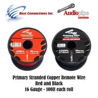 16 GAUGE WIRE RED & BLACK POWER GROUND 100 FT EACH PRIMARY STRANDED COPPER CLAD