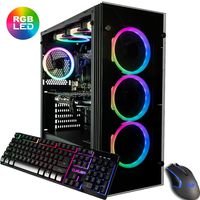 CUK Stratos Gamer PC (AMD Ryzen 7 2700X, 16GB RAM, 512GB NVMe SSD, Radeon RX 580 4GB, 600W Gold PSU, Windows 10) Gaming Desktop Computer with 7 RGB Halo Fans