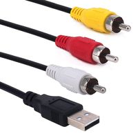USB to 3RCA Cable, Haokiang 5 Feet/1.5m USB Male to 3 RCA Male Jack Splitter Audio Video AV Composite Adapter Cord Cable (USB M/3RCA M)