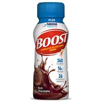 Boost Plus Complete Nutritional Drink, Rich Chocolate, 8 fl oz Bottle, 24 Pack (Packaging May Vary)