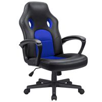Kaimeng Office Chair Desk Leather Gaming Chair High Back Ergonomic Adjustable Racing Chair Executive Computer Chair (Blue)