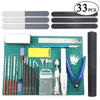 BXQINLENX Professional 33 PCS Gundam Model Tools Kit Modeler Basic Tools Craft Set Hobby Building Tools Kit for Gundam Car Model Building Repairing and Fixing (J)