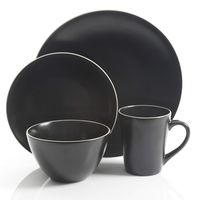 Gibson Elite Soho Lounge Matte Round 16 pc Dinnerware Set, Black - 127303.16R