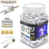 RJ45 CAT6 Passthrough Connectors (100 PCS),Gold Plated 3 Micron 3u, High Performance 3 Prong Pins (CAT6/100 PCS)