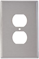 Leviton 84103-40 1-Gang Duplex Device Receptacle Wallplate, Oversized, Device Mount, Stainless Steel, 25-Pack