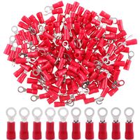 Hilitchi 100pcs 22-16 Gauge Ring Insulated Electrical Wire Terminals Wire Crimp Connectors (M4, Red)