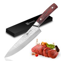 Chef Knife - PAUDIN Pro Kitchen Knife 8 Inch, High Carbon Ultra Sharp German Stainless Steel, Ergonomic Pakkawood Handle, Hammered Finish, Perfect Quality for Home Kitchen & Restaurant