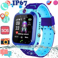 Upgrade Waterproof Kid Smart Watch GPS Tracker, Touch Screen Phone Smartwatch with SIM Slot Game Anti-Lost SOS Camera Voice Chat Smart Wrist Watch for Kid Great Christmas Birthday Gift for 4-12 Year