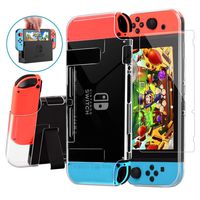AISITIN Nintendo Switch Case Dockable, Clear Protective Case Cover for Nintendo Switch and Joy-Con Controller with a Switch Tempered Glass Screen Protector and Thumb Stick Caps