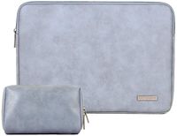 13.3 Inch PU Leather Padded Laptop Sleeve HBLOOMYST 13 Inch Frosted Protective Notebook Bag Computer Case Cover for MacBook Pro MacBook Air Chromebook Acer Dell HP Samsung Sony + Cable Bag (Blue)