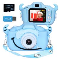 Langwolf Kids Digital Camera for Girls and Boys, Kids Children Selfie Photo Video Camera Camcorder with 32 or 16GB SD Card, Gifts for Girls and Boys Age 3 4 5 6 7 8 9 10 11 12 13 Years Old