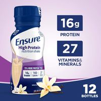 Ensure High Protein Nutrition Shake with 16 Grams of High-Quality Protein Meal Replacement Shakes, Low Fat/Vanilla, 8 Fluid Ounce (Pack of 12)