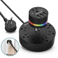 Power Strip with USB, 9-Outlet Surge Protector 3 USB Charging Ports with Sensor Night Light, 6ft Long Extension Cord, Flat Plug, 1875W/15A Compact Size for Travel, Home and Office, ETL Listed