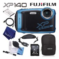 Fujifilm FinePix XP140 Waterproof Digital Camera (Sky Blue) Basic Camera Accessory Bundle with Soft Carrying Case + Professional Cleaning Kit + Much More