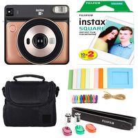 Fujifilm instax Square SQ6 Instant Film Camera (Blush Gold) + Fuji Square Film (20 Exposures) + Camera Case + Hanging Photo Frames - Instant Camera Bundle