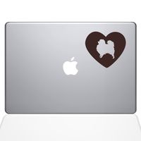 The Decal Guru Heart Pomeranian Decal Vinyl Sticker, 13" MacBook Pro (2015 & Older Models), Brown (1603-MAC-13P-BRO)