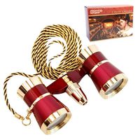 HQRP Theater Binoculars w/Crystal Clear Optic (CCO) with Red Reading Light/Burgundy & Gold Trim w/Necklace Chain
